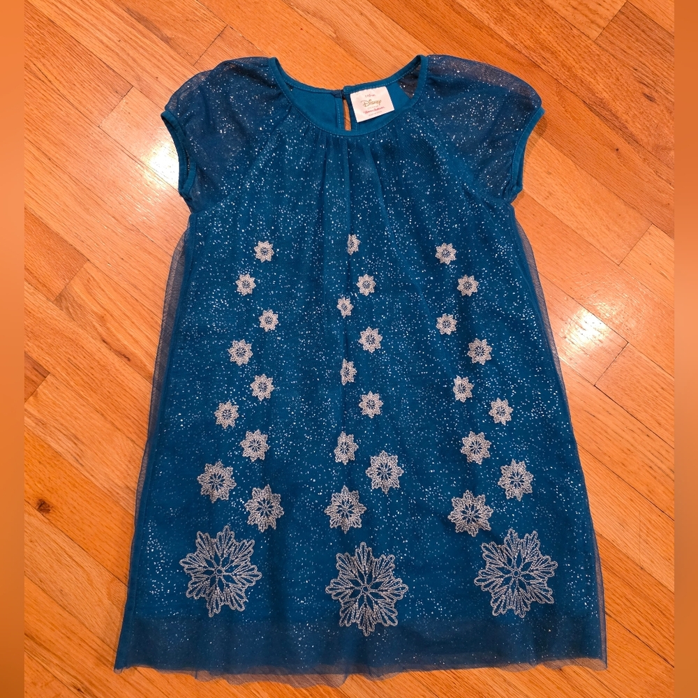 Hanna Andersson Teal Blue Glitter Snowflake Dress